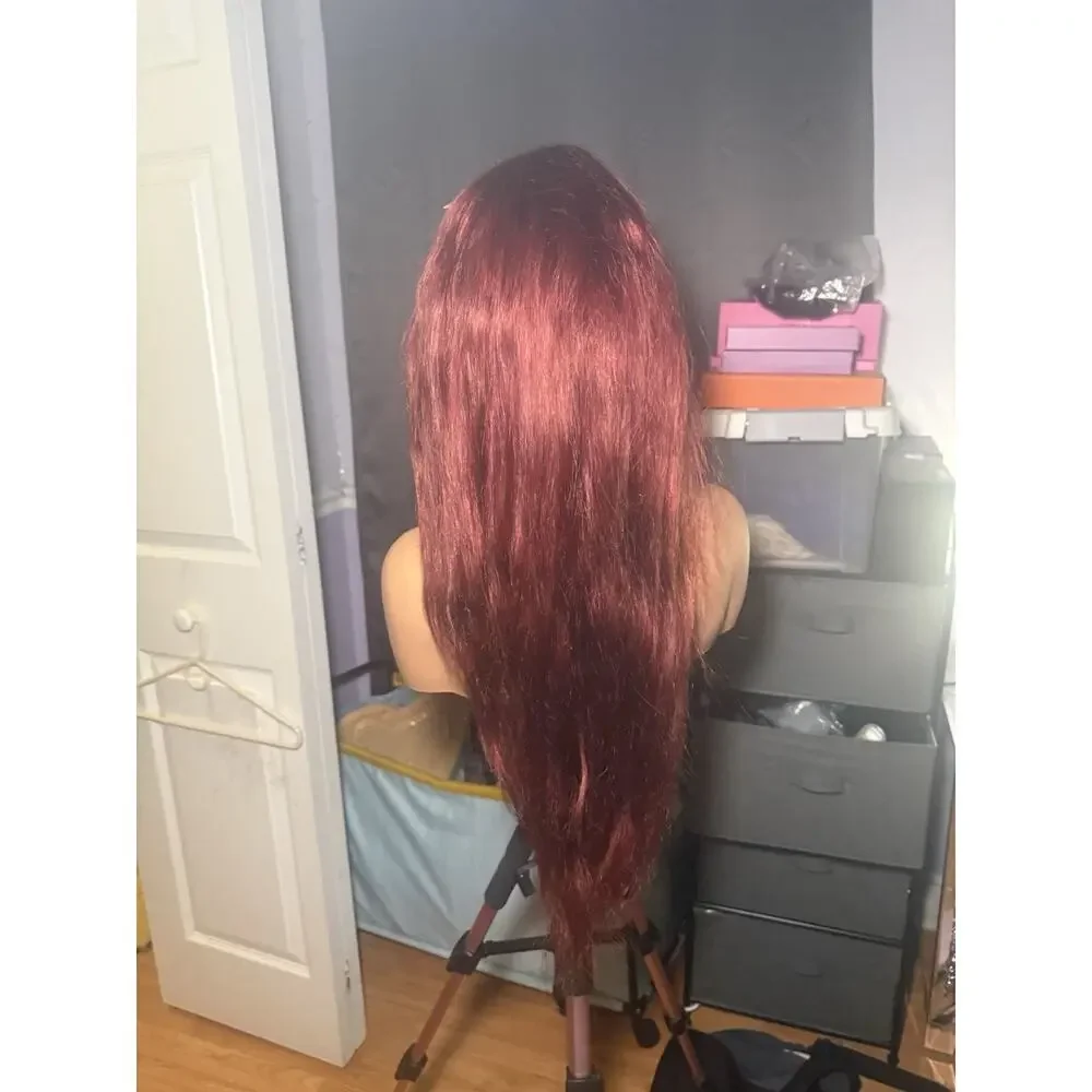100% Human Hair 13x4 Lace Front Wig Burgundy
